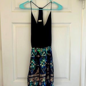 Just Me Black and Multicolor Mini Dress